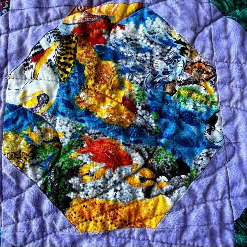 Ocean Quilt 30x40 Wall Hanging Coastal Fish Handmade CA